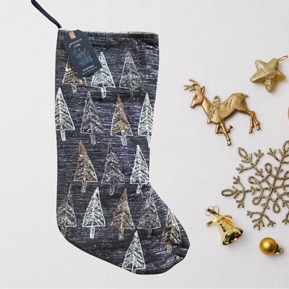 Artisan NY Metallic Blue Silver & Gold Holiday Christmas Tree Stocking NWT - Picture 1 of 6